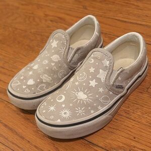 Vans Kids gray Slip-On Sneakers with Cosmic Print